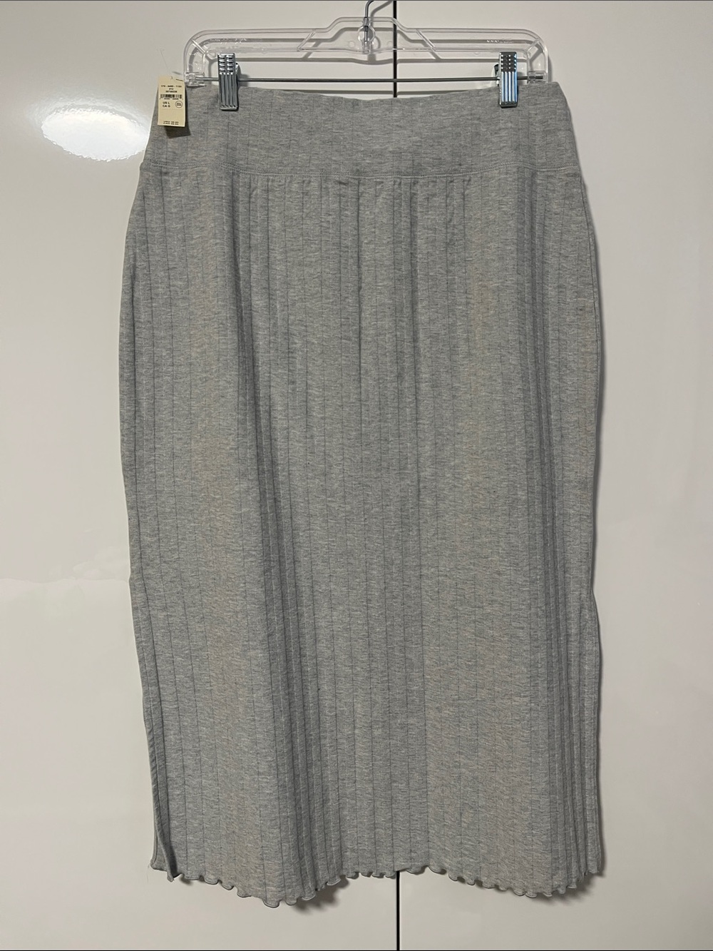 NWT AERIE OFFLINE Cotton Ribbed Knit Midi Skirt - Light Gray, Size L